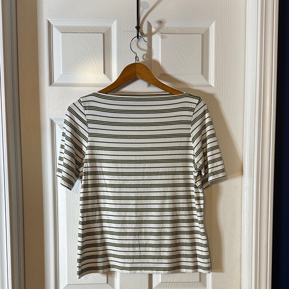 Joie Tops - Joie Green and White Striped Short‎ Sleeve Tee